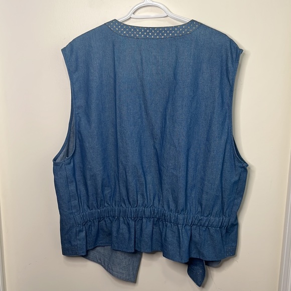 Vintage Laura Daniels Embroidered Gold Hardware Detailing Denim Vest Waistcoat - Picture 12 of 12